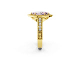 Yellow gold Fancy Pink Marquise  Cut Halo Diamond Ring with Pavé Band and Four-Prong Setting_71