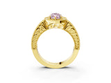 Yellow gold Fancy Pink Marquise  Cut Halo Diamond Ring with Pavé Band and Four-Prong Setting_72