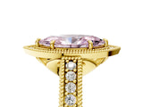 Yellow gold Fancy Pink Marquise  Cut Halo Diamond Ring with Pavé Band and Four-Prong Setting_74