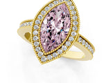 Yellow gold Fancy Pink Marquise  Cut Halo Diamond Ring with Pavé Band and Milgrain Prong Setting_38