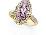 Yellow gold Fancy Pink Marquise Cut Halo Diamond Ring with Pavé Band_1