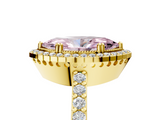 Yellow gold Fancy Pink Marquise  Cut Halo Diamond Ring with Pave Band and Four-Prong Setting_29
