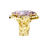 Yellow gold Fancy Pink Marquise  Cut Halo Diamond Ring with Scrollwork Band and Four-Prong Setting_106