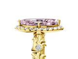 Yellow gold Fancy Pink Marquise Cut Halo Diamond Solitaire with Filigree Band and Four-Prong Setting_5