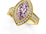 Yellow gold Fancy Pink Marquise Cut Halo Diamond Split Shank Pave Ring_1