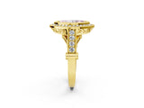 Yellow gold Fancy Pink Marquise Cut Halo Diamond Split Shank Pave Ring_2