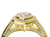 Yellow gold Fancy Pink Marquise Cut Halo Diamond Split Shank Pave Ring_4
