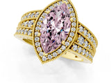 Yellow gold Fancy Pink Marquise Cut Halo Diamond Split Shank Ring with Prong Setting_1