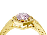 Yellow gold Fancy Pink Marquise Cut Halo Diamond Split Shank Ring with Prong Setting_4