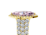 Yellow gold Fancy Pink Marquise Cut Halo Pavé Diamond Engagement Ring with Split Shank and Four-Prong Setting_8