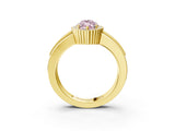 Yellow gold Fancy Pink Marquise  Cut Halo Pave Band Four-Prong Ring_52