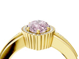 Yellow gold Fancy Pink Marquise  Cut Halo Pave Band Four-Prong Ring_53