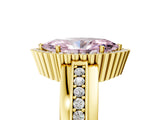 Yellow gold Fancy Pink Marquise  Cut Halo Pave Band Four-Prong Ring_54