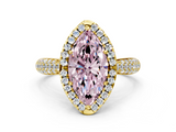 Yellow gold Fancy Pink Marquise  Cut Halo Pave Band Four-Prong Setting Ring_37