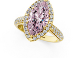 Yellow gold Fancy Pink Marquise  Cut Halo Pave Band Four-Prong Setting Ring_38