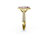 Yellow gold Fancy Pink Marquise  Cut Halo Pave Band Four-Prong Setting Ring_39