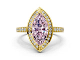 Yellow gold Fancy Pink Marquise  Cut Halo Pave Split Shank Prong Setting Ring_32