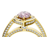 Yellow gold Fancy Pink Marquise  Cut Halo Pave Split Shank Prong Setting Ring_36