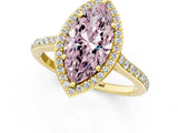 Yellow gold Fancy Pink Marquise Cut Halo Round Diamond Pavé Band with Four-Prong Setting_4