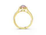 Yellow gold Fancy Pink Marquise Cut Halo Round Diamond Pavé Band with Four-Prong Setting_6