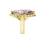 Yellow gold Fancy Pink Marquise Cut Halo Round Diamond Solitaire Engagement Ring with Pave Band and Four-Prong Setting_17