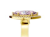 Yellow gold Fancy Pink Marquise Cut Halo Round Diamond Twist Band with Four-Prong Setting_5
