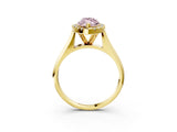 Yellow gold Fancy Pink Marquise  Cut Halo Solitaire Engagement Ring with Square Band and Four-Prong Setting_69