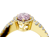 Yellow gold Fancy Pink Marquise  Cut Halo Split Shank Diamond Ring with Four-Prong Setting_49