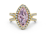 Yellow gold Fancy Pink Marquise  Cut Halo Split Shank Pave Set Ring_62