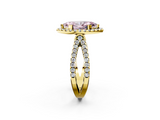 Yellow gold Fancy Pink Marquise  Cut Halo Split Shank Pave Set Ring_64