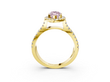 Yellow gold Fancy Pink Marquise  Cut Halo Split Shank Pave Set Ring_65