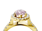 Yellow gold Fancy Pink Marquise  Cut Halo Split Shank Pave Set Ring_66