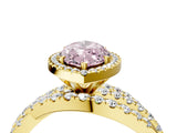 Yellow gold Fancy Pink Marquise  Cut Halo Split Shank Prong Setting Ring_16