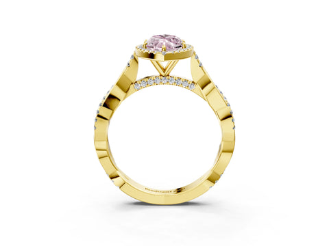 Yellow gold Fancy Pink Marquise Cut Halo Twist Band with Four-Prong Setting_15
