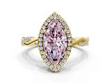 Yellow gold Fancy Pink Marquise  Cut Halo Twisted Band Four-Prong Ring_18