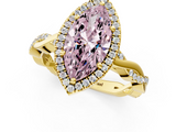 Yellow gold Fancy Pink Marquise  Cut Halo Twisted Band Four-Prong Ring_19