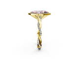 Yellow gold Fancy Pink Marquise  Cut Halo Twisted Band Four-Prong Ring_20