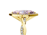Yellow gold Fancy Pink Marquise  Cut Halo Twisted Band Four-Prong Ring_23