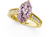 Yellow gold Fancy Pink Marquise  Cut Milgrain Channel Set Engagement Ring with Solitaire Prong Setting_68