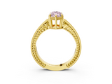 Yellow gold Fancy Pink Marquise  Cut Milgrain Channel Set Engagement Ring with Solitaire Prong Setting_70