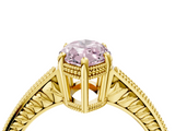 Yellow gold Fancy Pink Marquise  Cut Milgrain Channel Set Engagement Ring with Solitaire Prong Setting_71