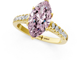 Yellow gold Fancy Pink Marquise  Cut Pavé Band Solitaire Ring with Four-Prong Setting_26