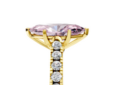 Yellow gold Fancy Pink Marquise  Cut Pavé Band Solitaire Ring with Four-Prong Setting_30