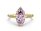 Yellow gold Fancy Pink Marquise Cut Solitaire Cathedral Diamond Engagement Ring with Channel-Set Band and Four-Prong Setting_3
