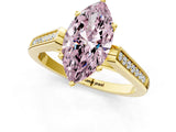 Yellow gold Fancy Pink Marquise Cut Solitaire Cathedral Diamond Engagement Ring with Channel-Set Band and Four-Prong Setting_4