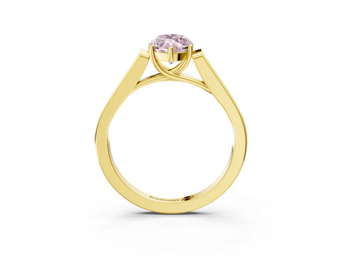 Yellow gold Fancy Pink Marquise Cut Solitaire Cathedral Diamond Engagement Ring with Channel-Set Band and Four-Prong Setting_6