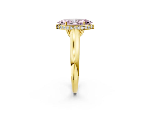 Yellow gold Fancy Pink Marquise Cut Solitaire Diamond Engagement Ring with Four-Prong Setting and Tapered Band_2