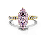 Yellow gold Fancy Pink Marquise Cut Solitaire Diamond Engagement Ring with Pavé Band and Six-Prong Setting_12