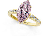 Yellow gold Fancy Pink Marquise Cut Solitaire Diamond Engagement Ring with Pavé Band and Six-Prong Setting_13