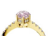 Yellow gold Fancy Pink Marquise Cut Solitaire Diamond Engagement Ring with Pavé Band and Six-Prong Setting_16